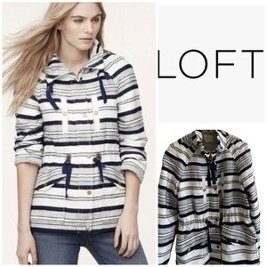 LOFT Navy & White Striped Hooded Nautical Adirondack Utility Jacket